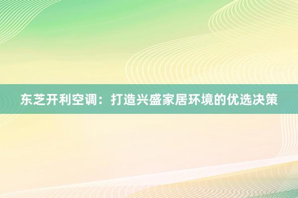 东芝开利空调：打造兴盛家居环境的优选决策